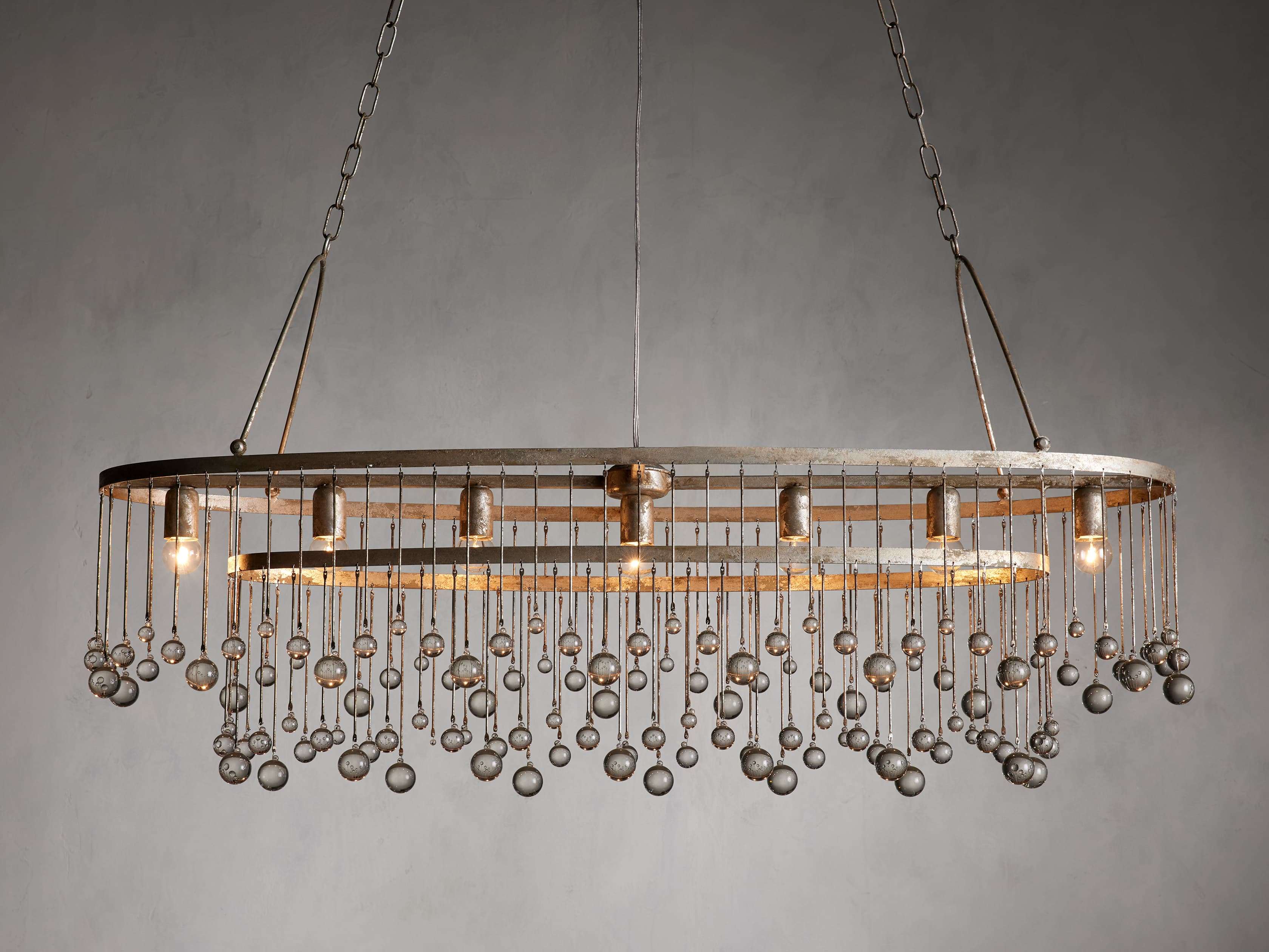 Elegant Aubrey Oval Chandelier in Silver - Modern Crystal Ceiling Light Fixture for Dining Room, Living Room & Bedroom Lighting