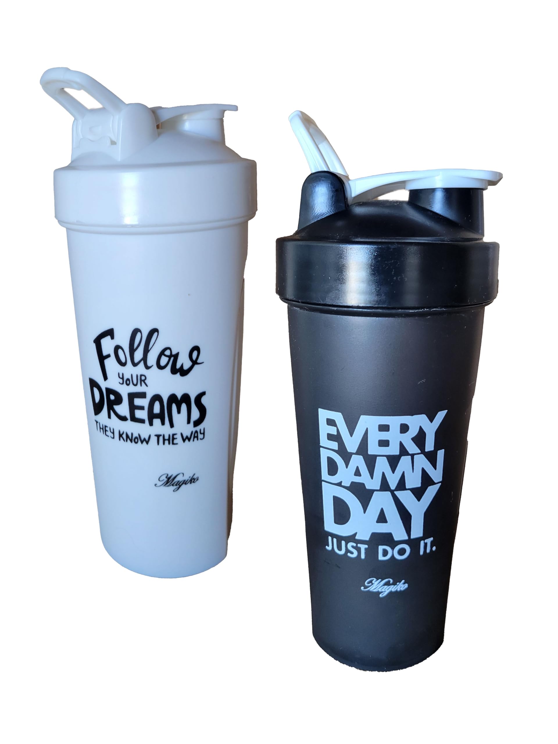 **28oz Magiko Protein Shaker Bottle - BPA-Free Leakproof Gym Water Bottle for Pre-Workout & Post-Workout Nutrition - Perfect for Sports, Fitness & Outdoor Activities (Black/White Combo)**