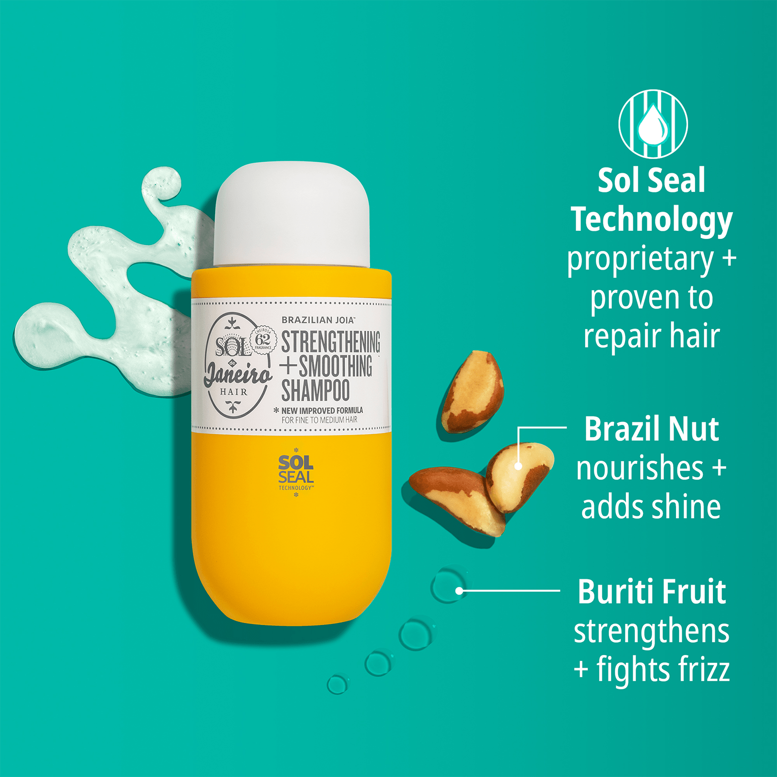 Brazilian Joia™ Strengthening & Smoothing Shampoo for Damaged Hair - Repair & Nourish Dry, Frizzy Hair for Silky Smooth Results - Perfect for Daily Use & Salon-Quality Hair Care at Home