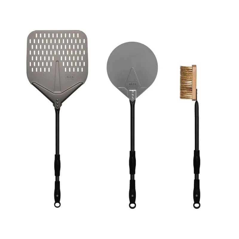 Alfa Pizza Ovens 3 Piece Peel Set - Premium Wooden Pizza Peel, Turning Peel & Serving Peel for Gas & Wood Fire Ovens - Perfect for Home Pizza Making, Outdoor Cooking & Restaurant Use