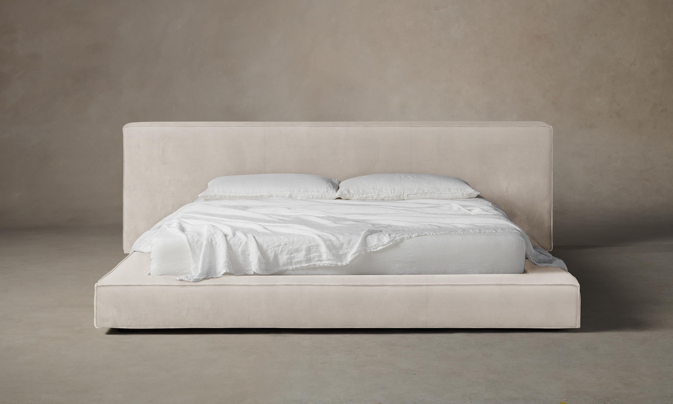 Premium Nubuck Leather Sail Bed - The Eldridge Bed | Luxurious Leather Bed Frame for Master Bedroom & Guest Room | Modern Bedroom Furniture for Home Decor