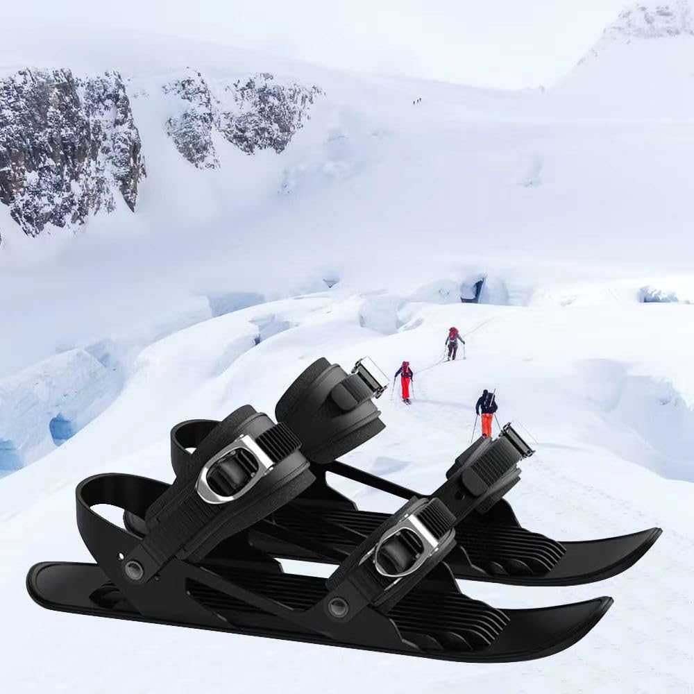 UNISTRENGH Mini Ski Skates - Portable Ice Skates for Adults & Kids, Adjustable Snow Skating Shoes for Winter Sports, Free Size Snowblades for Skiing, Snowboarding & Outdoor Adventures
