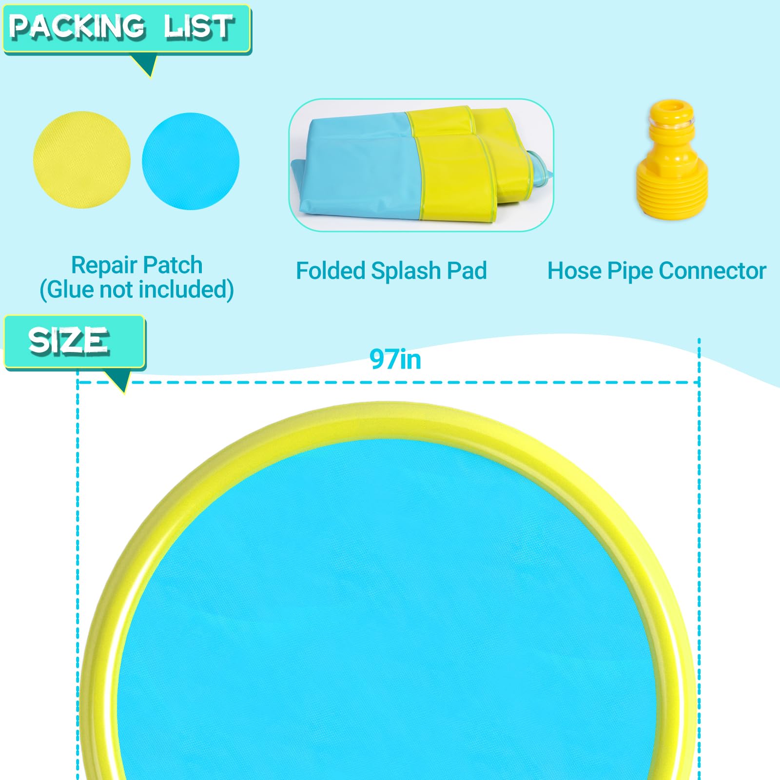 **Heeyoo Non-Slip Splash Pad for Kids & Toddlers – Durable Outdoor Water Play Mat, Summer Sprinkler Pool & Dog Splash Pad – Perfect for Backyard, Park, and Beach Fun**