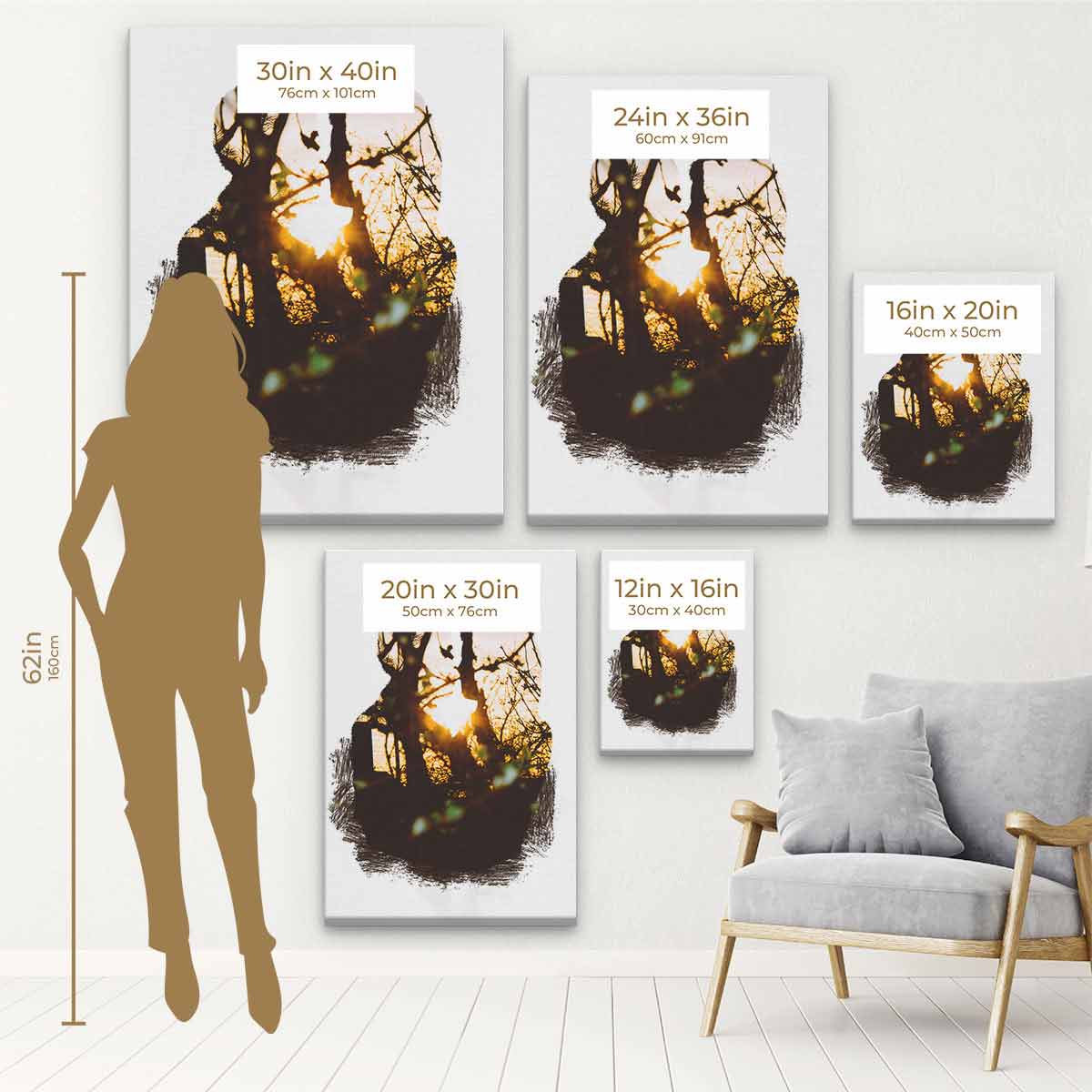 Romantic Brown Wall Art Canvas Print 0832 - Perfect for Bedroom, Living Room & Home Decor