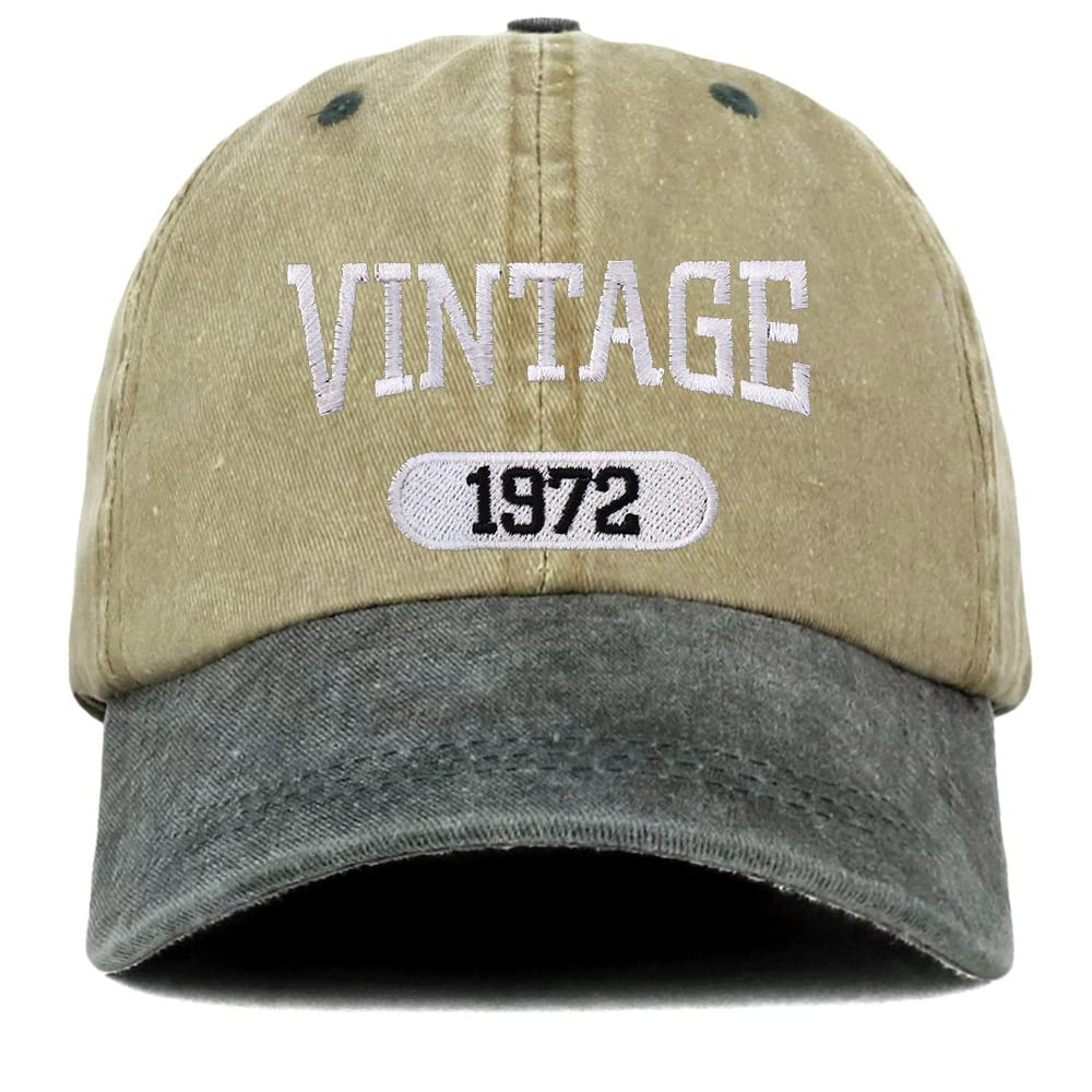 Vintage 1972 Embroidered Cotton Baseball Cap - 50th Birthday Gift for Men & Women - Soft Washed Pigment Dyed Retro Dad Hat - Perfect for Casual Wear, Outdoor Activities & Birthday Celebrations