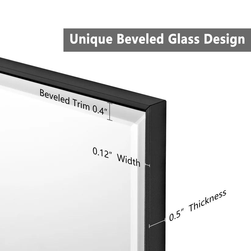 Modern Black Aluminum Framed Beveled Wall Mirror - Sleek Home Decor for Living Room, Bedroom & Entryway - Shatter-Resistant Glass with Stylish Reflections