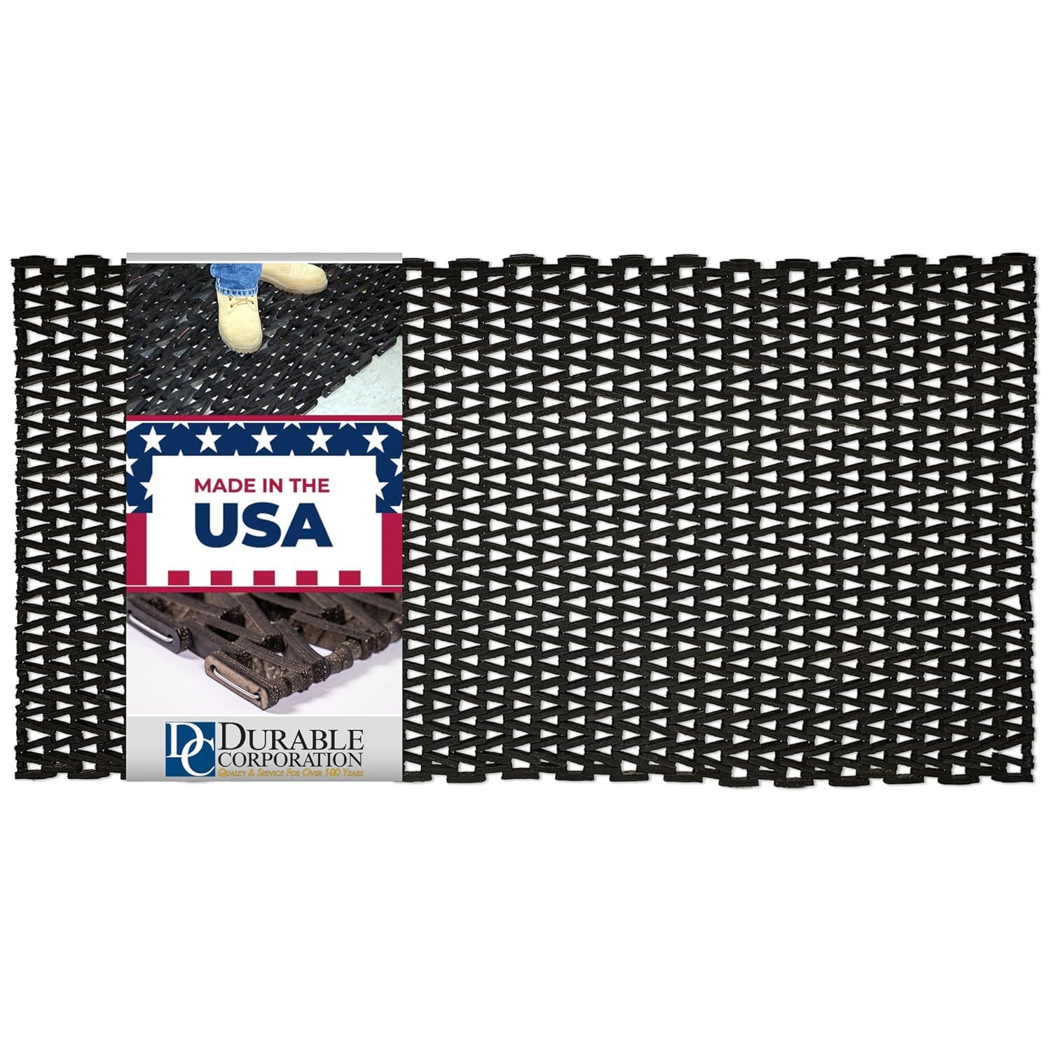 Premium Recycled Tire-Link Outdoor Entrance Mat - Durable Herringbone Weave, 36
