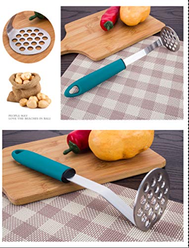 Premium 304 Stainless Steel Potato Masher - Heavy Duty Bean & Vegetable Masher for Smooth Puree - Perfect for Mashed Potatoes, Baby Food & Cooking Prep