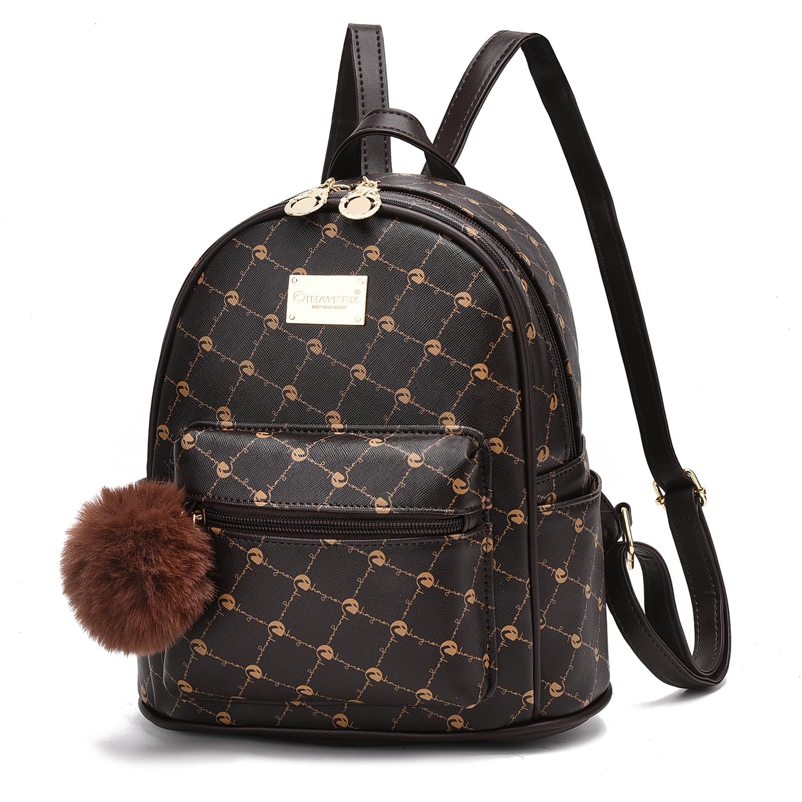 Stylish IHAYNER Girls Leather Mini Backpack Purse - Fashionable Women's Satchel School Bag with Pompom for Travel & Daily Use | Perfect for School, Work & Weekend Outings