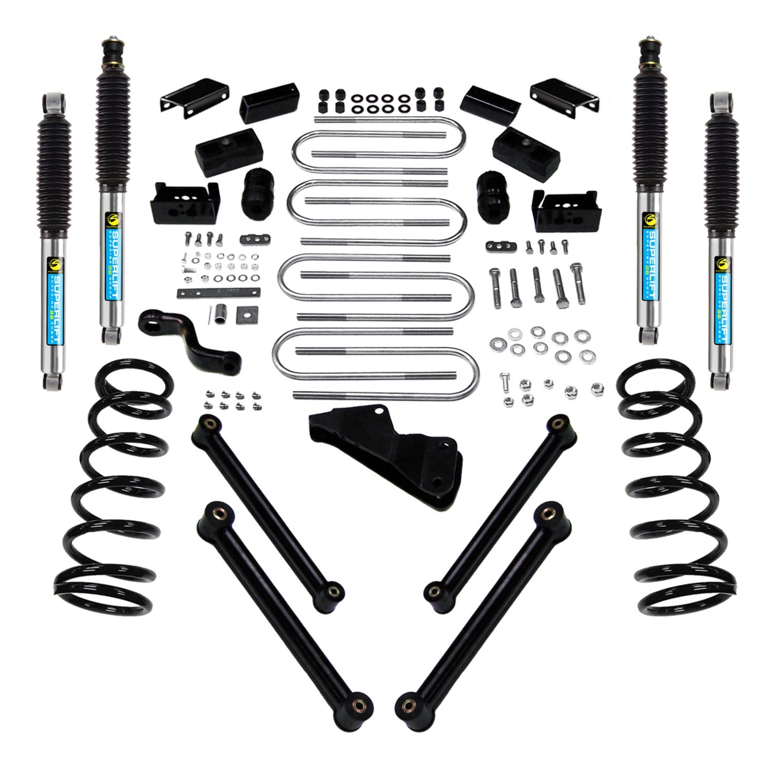 RealTruck SUPERLIFT SUSPENSION Shocks - Front & Rear Shadow Series Shocks (84001) | Compatible with 1988-1998 GM 2500/3500 4WD 8-Lug, 1996-1999 Suburban, 1993-1998 GM K1500 4WD (5-7