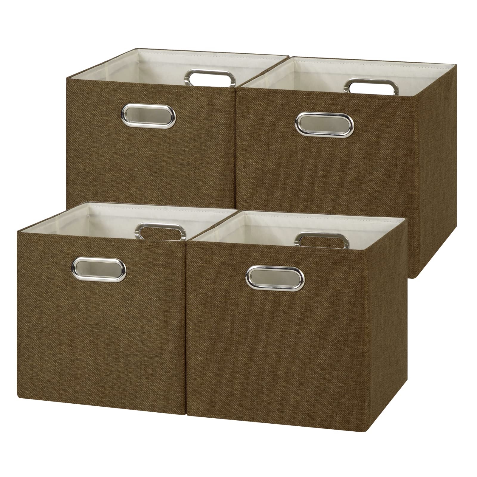 DULLEMELO 4-Pack 11x11x11 Inch Collapsible Storage Cubes with Metal Handles - Fabric Storage Bins for Closet, Nursery, Shelves & Cube Organizers - Perfect for Organizing Toys, Books, Clothes & Home Essentials