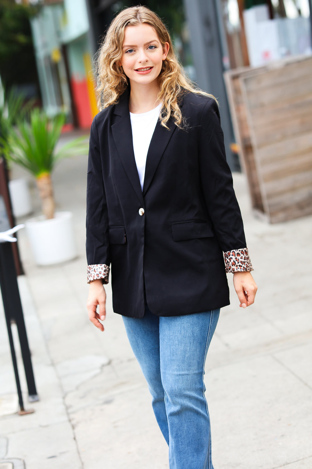 Stylish Black Leopard Print Tailored Collar Lapel Blazer for Women - Perfect for Office Wear, Business Meetings & Evening Events