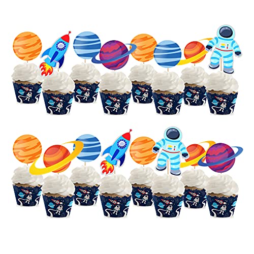 Space Theme Cup Cake Topper 24 Pcs