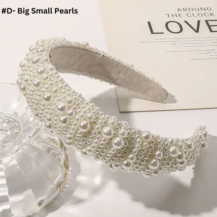 Ivory Pearl Headband with Beaded Design - Elegant Hair Accessory for Women, Bridal, Wedding, and Special Occasions