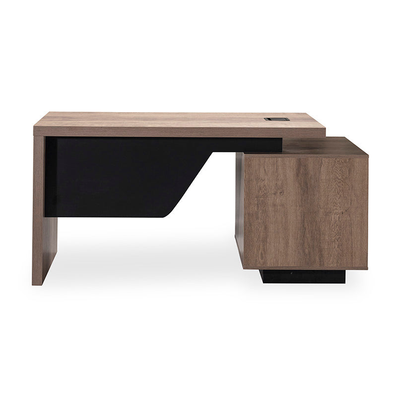KELLEN Executive Desk with Left Return - 1.6M & 1.8M Warm Oak & Black Home Office Desk - Perfect for Modern Workspaces & Professional Environments