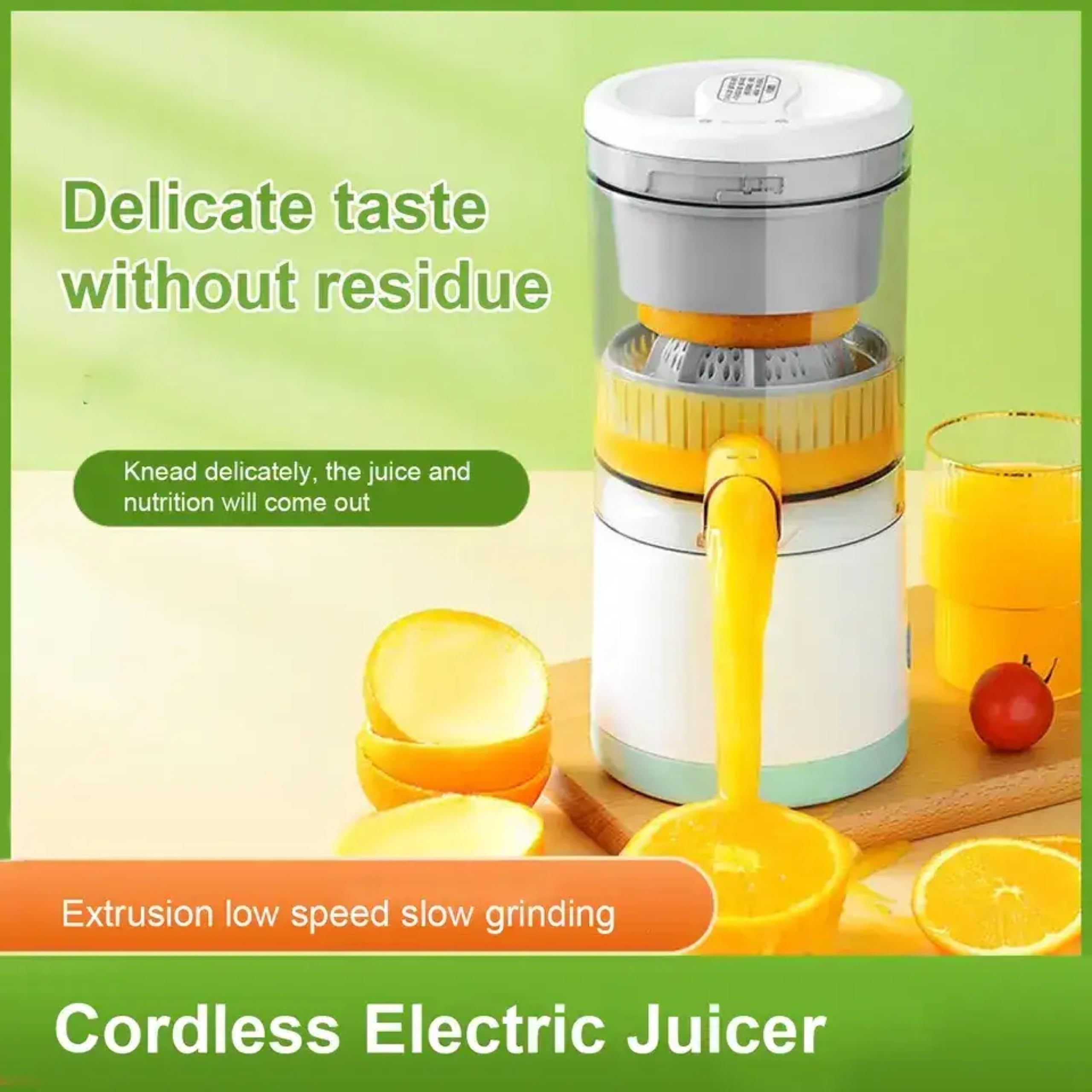 Electric Citrus Juicer - Portable USB Rechargeable Manual Orange Lemon Squeezer with Charging Cable | Wireless Handheld Juice Extractor for Kitchen, Camping & Healthy Breakfast | BPA Free Fruit Press