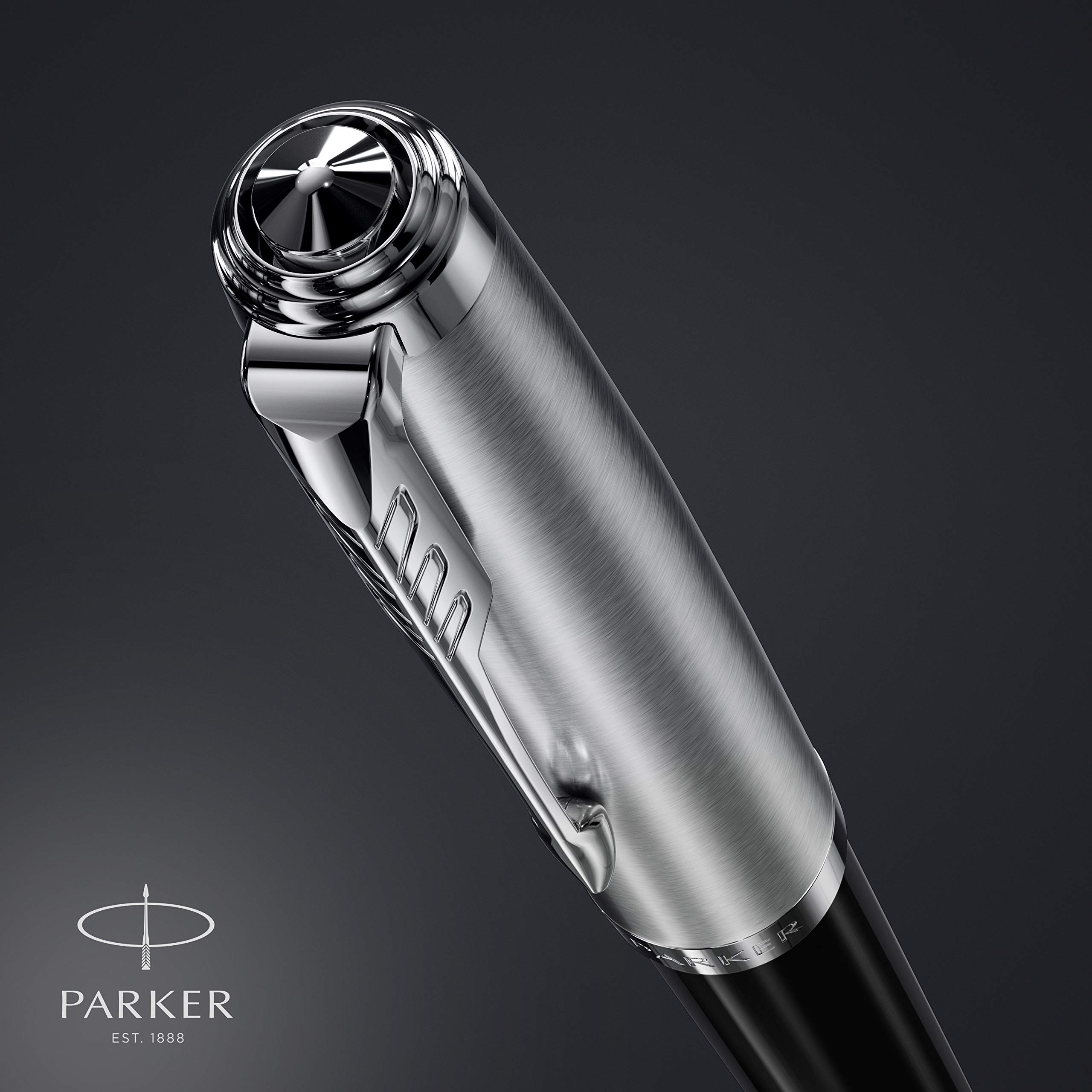 Parker 51 Fountain Pen - Black with Chrome Trim - Fine Nib & Black Ink Cartridge - Luxury Writing Instrument - Perfect for Business, Calligraphy & Gift Giving