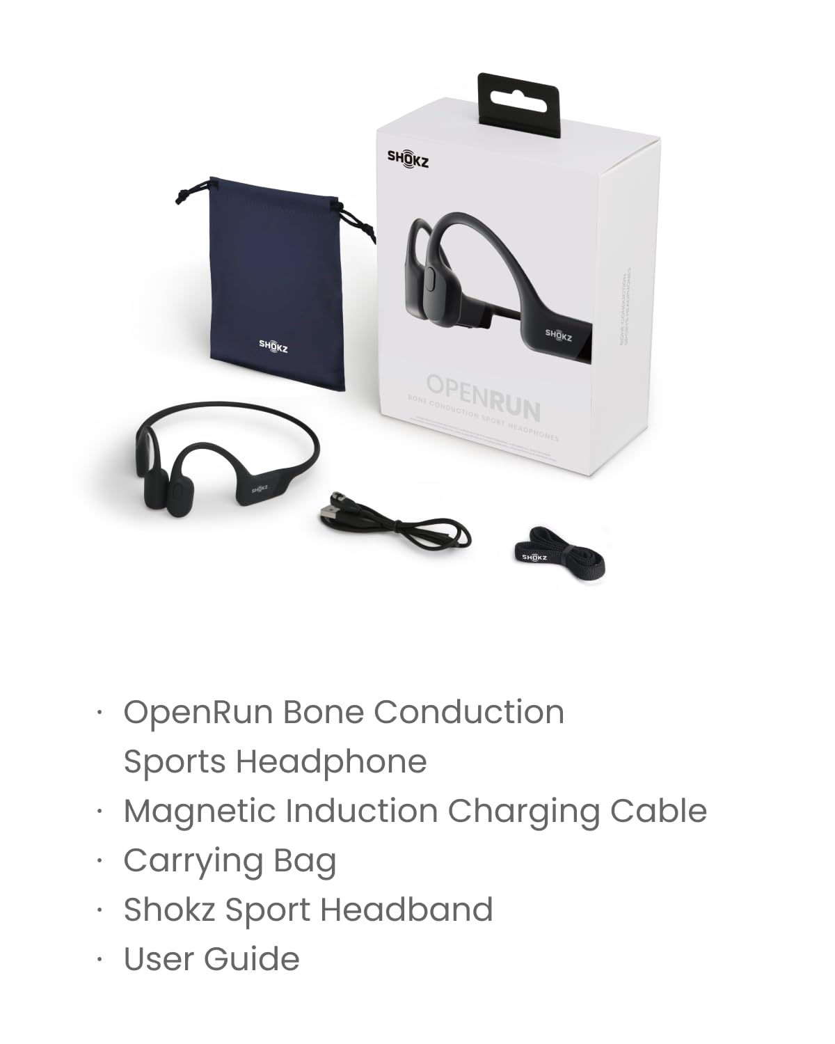SHOKZ OpenRun Open-Ear Bluetooth Bone Conduction Sports Headphones - Wireless Headset for Running, Cycling & Workouts (Renewed) - Perfect for Gym, Jogging & Outdoor Activities