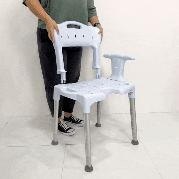 Etac Swift Shower Chair - Lightweight Bathroom Safety Seat with Adjustable Height for Elderly & Disabled - Non-Slip Shower Stool for Bathing Assistance & Home Care