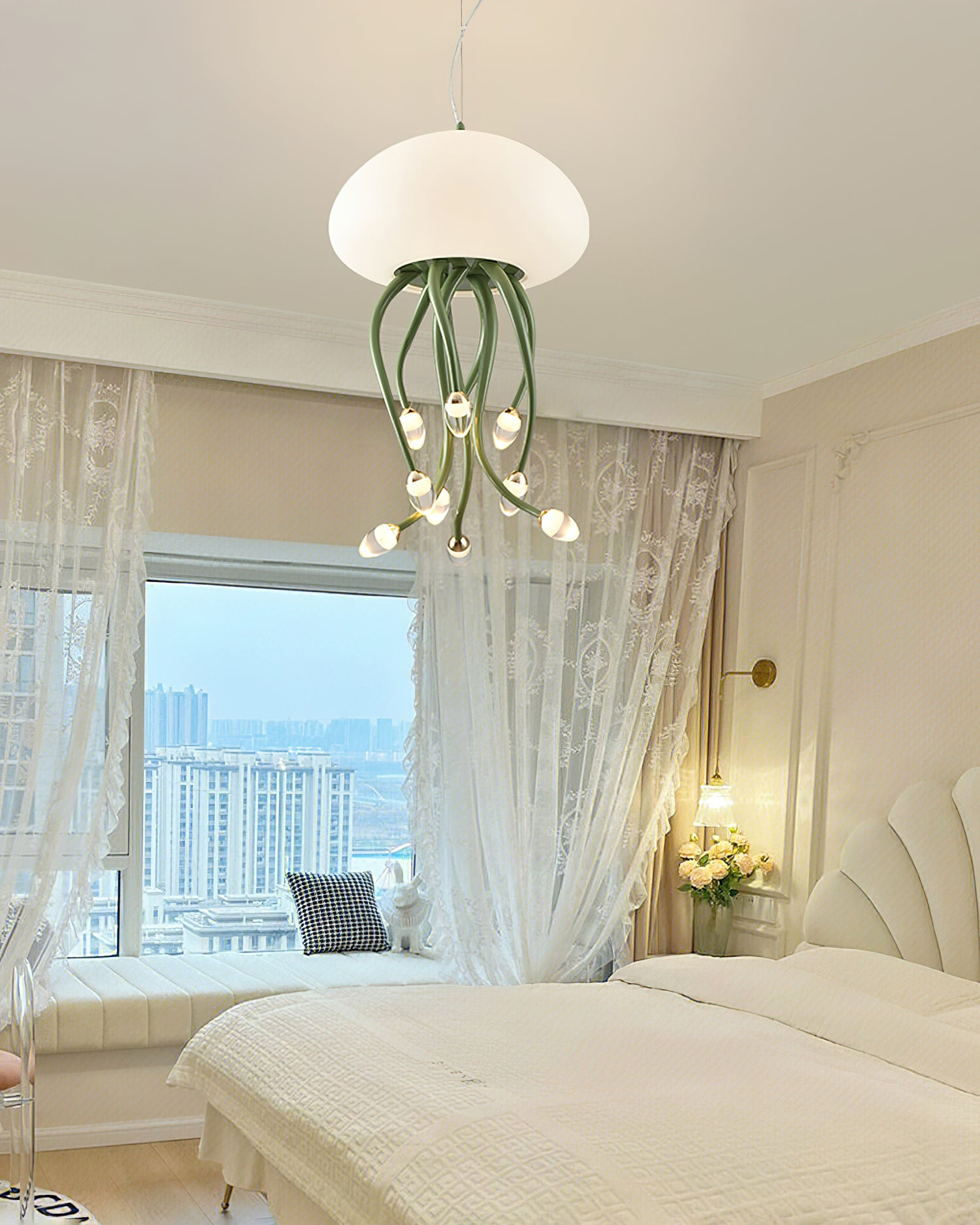 Elegant Jellyfish Pendant Lamp - Modern LED Ceiling Light for Bedroom, Living Room & Dining Room Decor - Unique Ocean-Themed Lighting Fixture for Home & Office