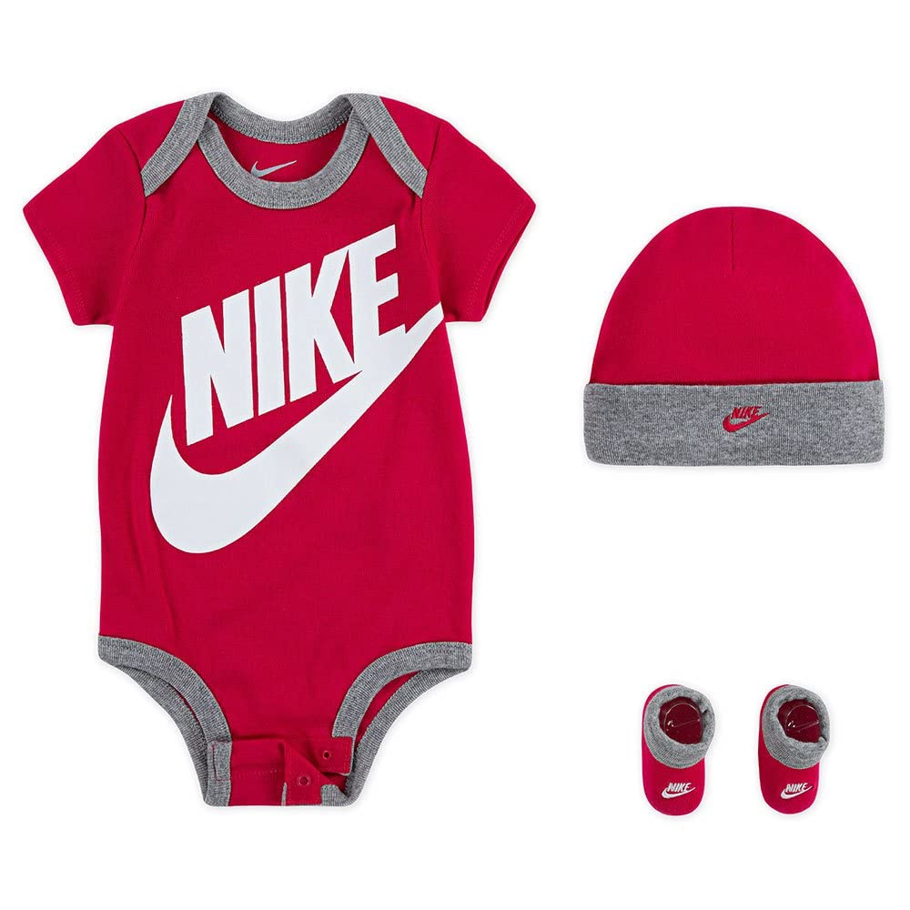 Nike Unisex Baby Hat, Bodysuit & Bootie 3-Piece Gift Set - Soft Cotton Newborn Essentials for Boys & Girls - Perfect for Baby Showers, Photography & First Outfits
