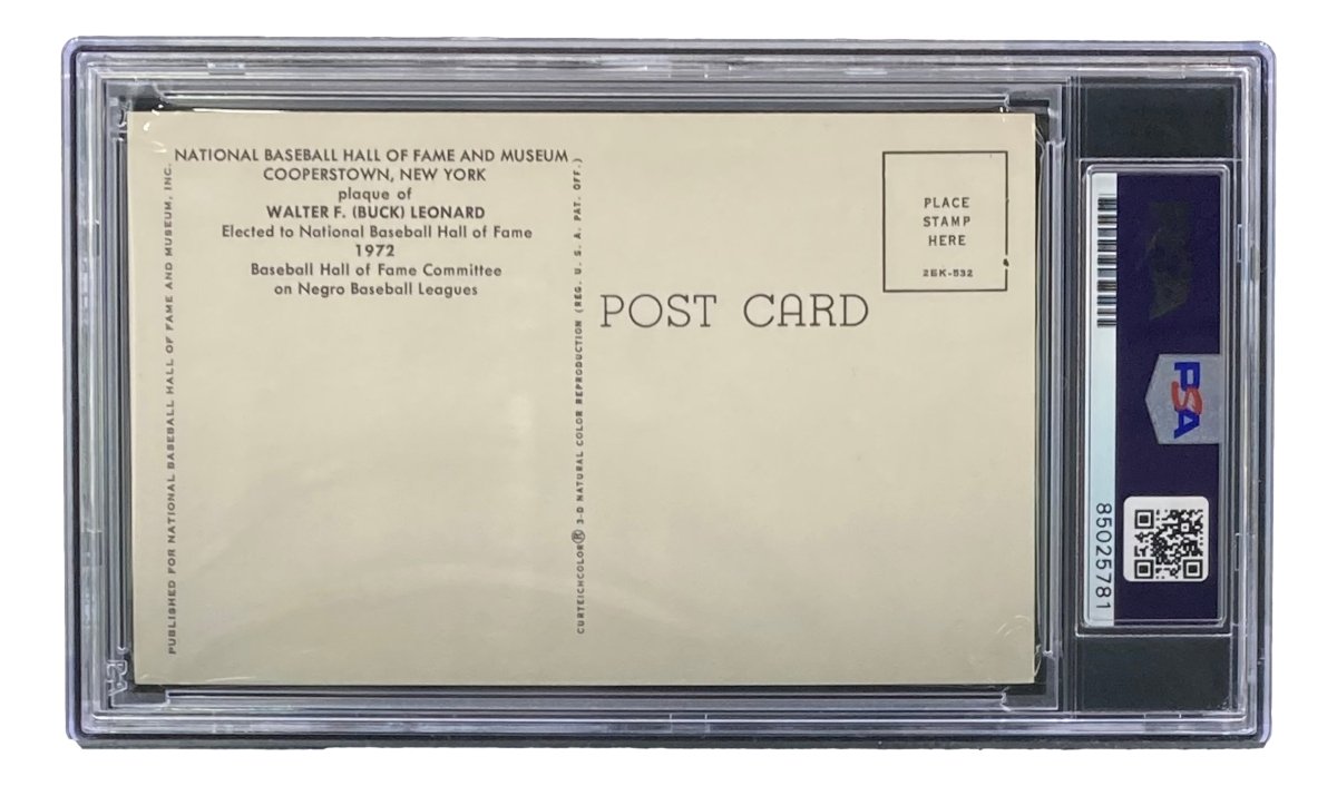 Buck Leonard Autographed 4x6 Homestead Grays HOF Plaque Card - PSA/DNA Certified 85025781 - Perfect for Baseball Memorabilia Collections & Sports Fan Gifts