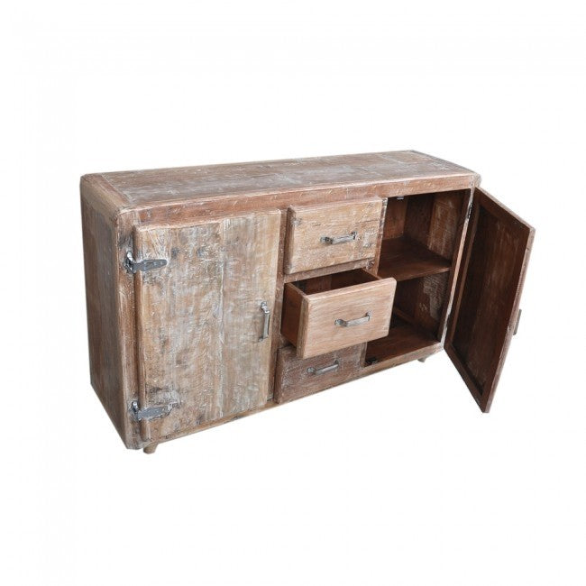 Premium Cromer Mango Wood Sideboard Buffet Hutch - Large 2-Door Storage Cabinet for Kitchen & Dining Room - Perfect for Refrigerator Organization & Home Decor