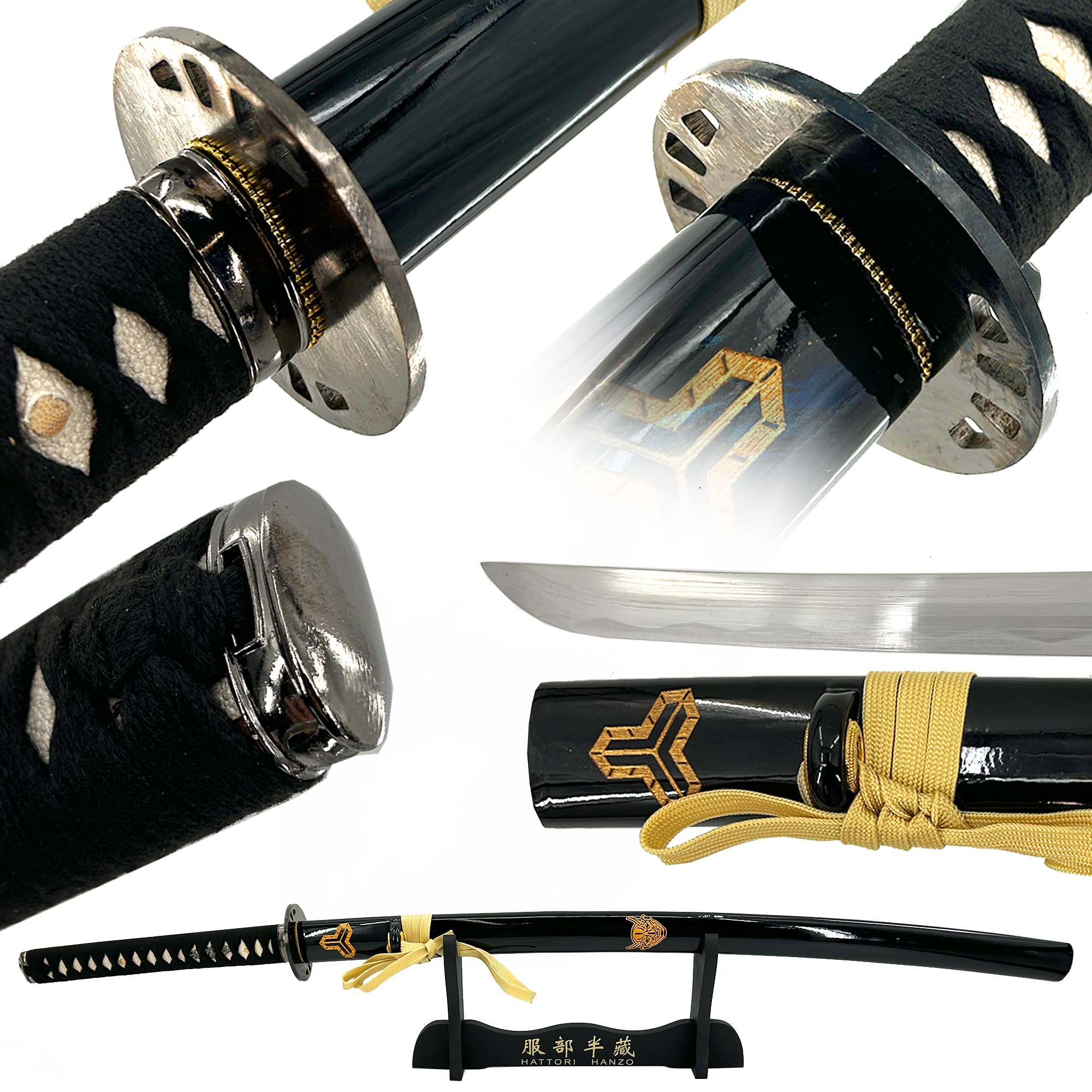 Kill Bill Hanzo Demon Sword - 1060 Carbon Steel Full Tang Katana - 29 Inch Razor Sharp Samurai Sword for Cosplay, Collection & Martial Arts Training