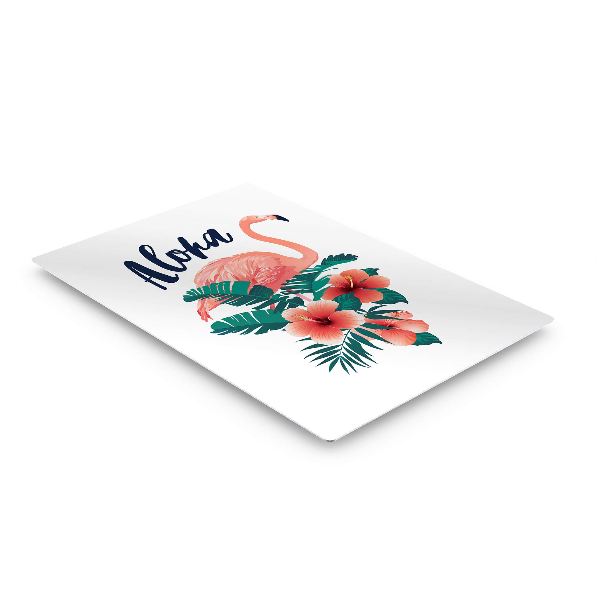 Aloha Flamingo Metal Wall Art Print - 40x30 Inch Tropical Nursery Decor, Kids Room Decor with White Background - Durable USA-Made Metal Print for Baby Room, Bedroom & Beach House Decor