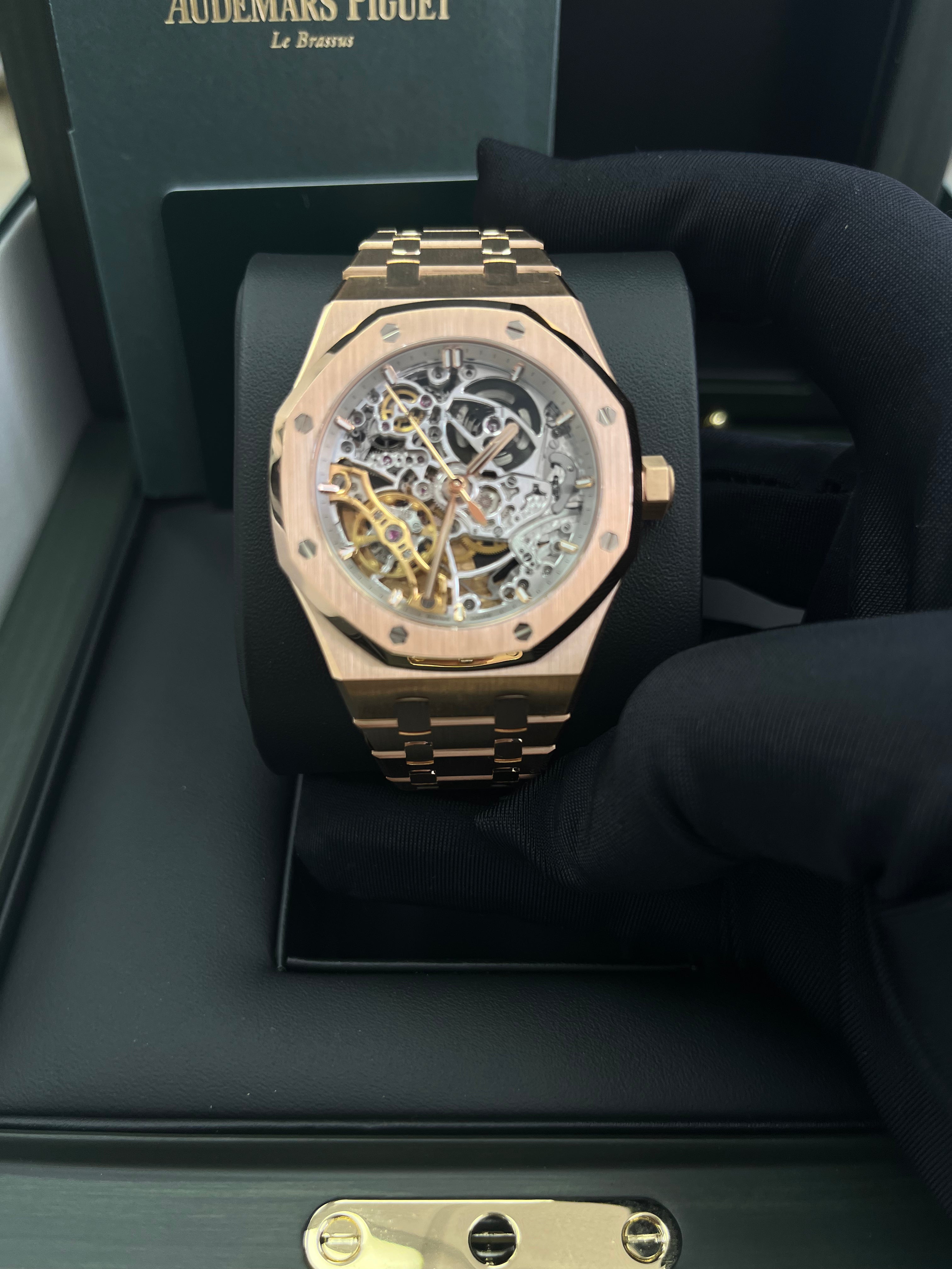Audemars Piguet Royal Oak 37mm Skeleton Rose Gold Watch - Double Balance Wheel Openworked Design - Pre-Owned Luxury Timepiece (Ref# 15467OR.OO.1256OR.01) - Perfect for High-End Collectors & Formal Occasions