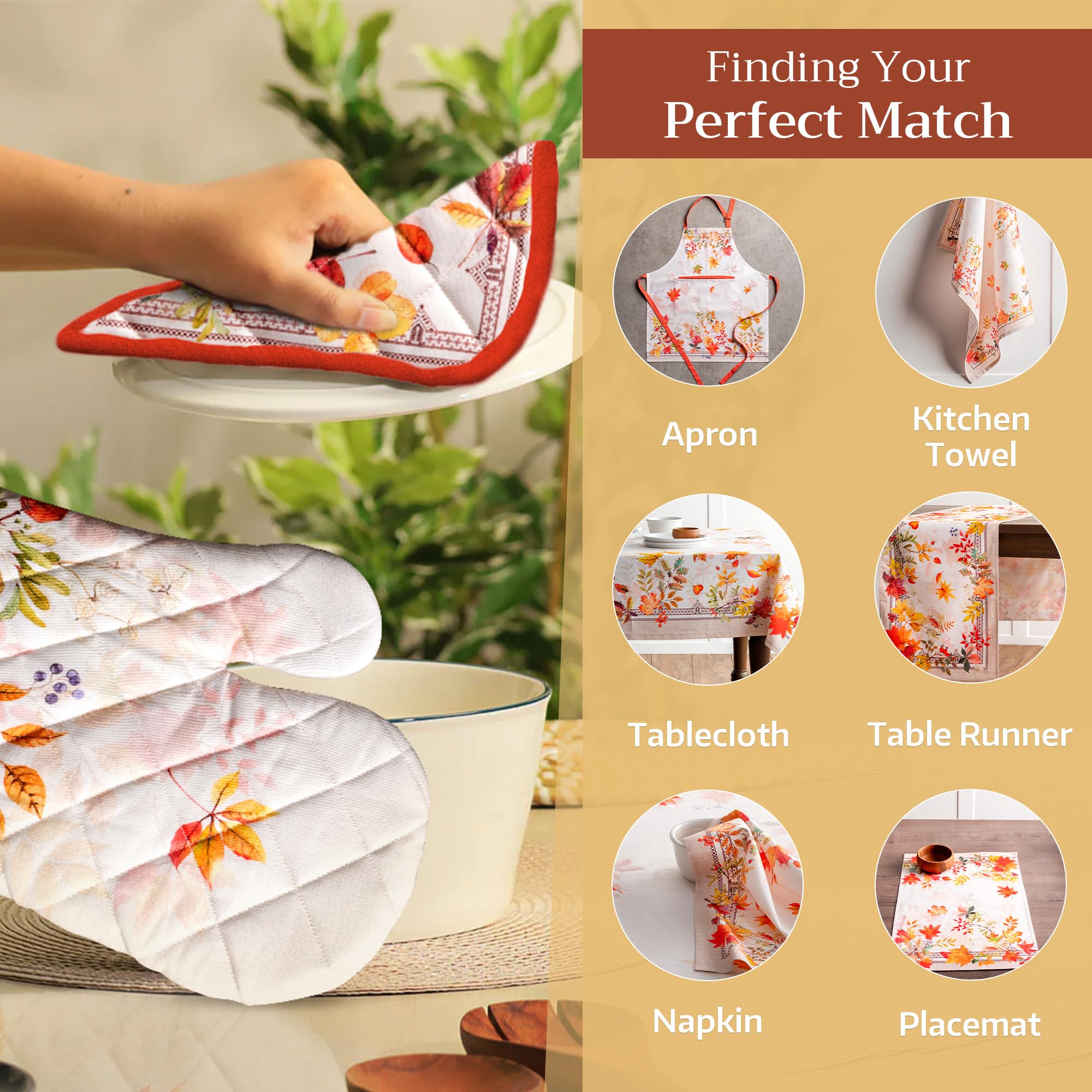 Heat Resistant 100% Cotton Oven Mitts (7.5