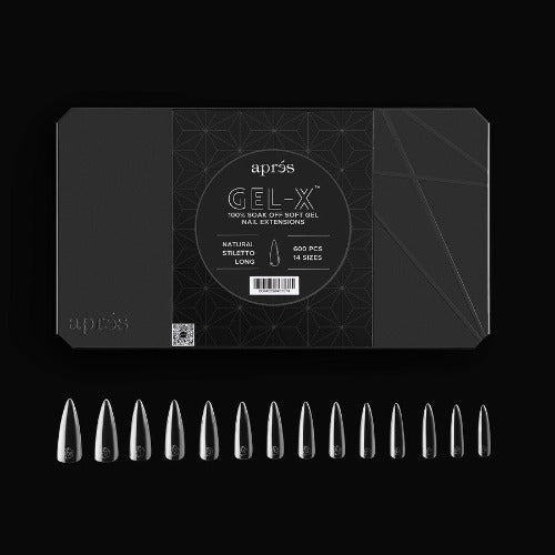 Apres Gel X Tips 2.0 - 600pc Natural Long Stiletto Nail Extensions for Salon & DIY Manicures - Perfect for Special Occasions & Everyday Wear