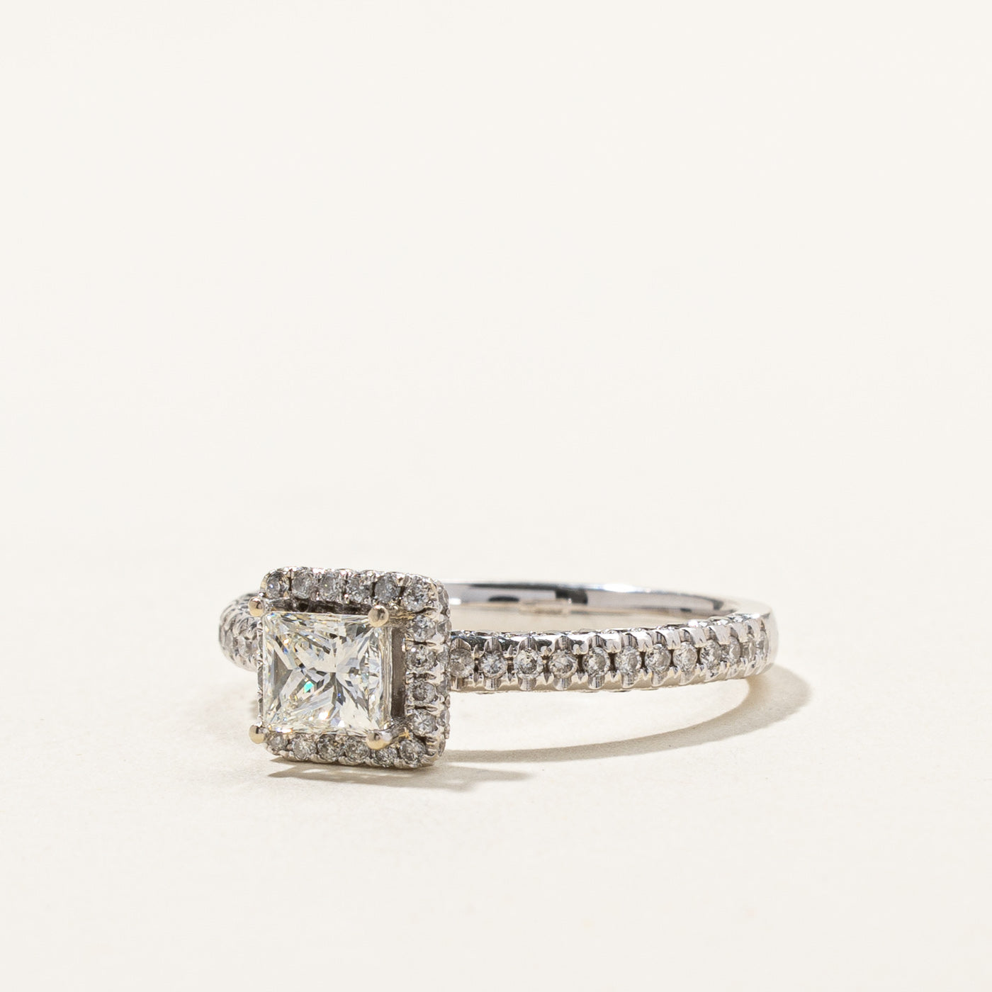 1.5ct Princess Cut Diamond Halo Engagement Ring 14K White Gold Size 7.25 - Perfect Proposal Gift for Anniversary & Wedding
