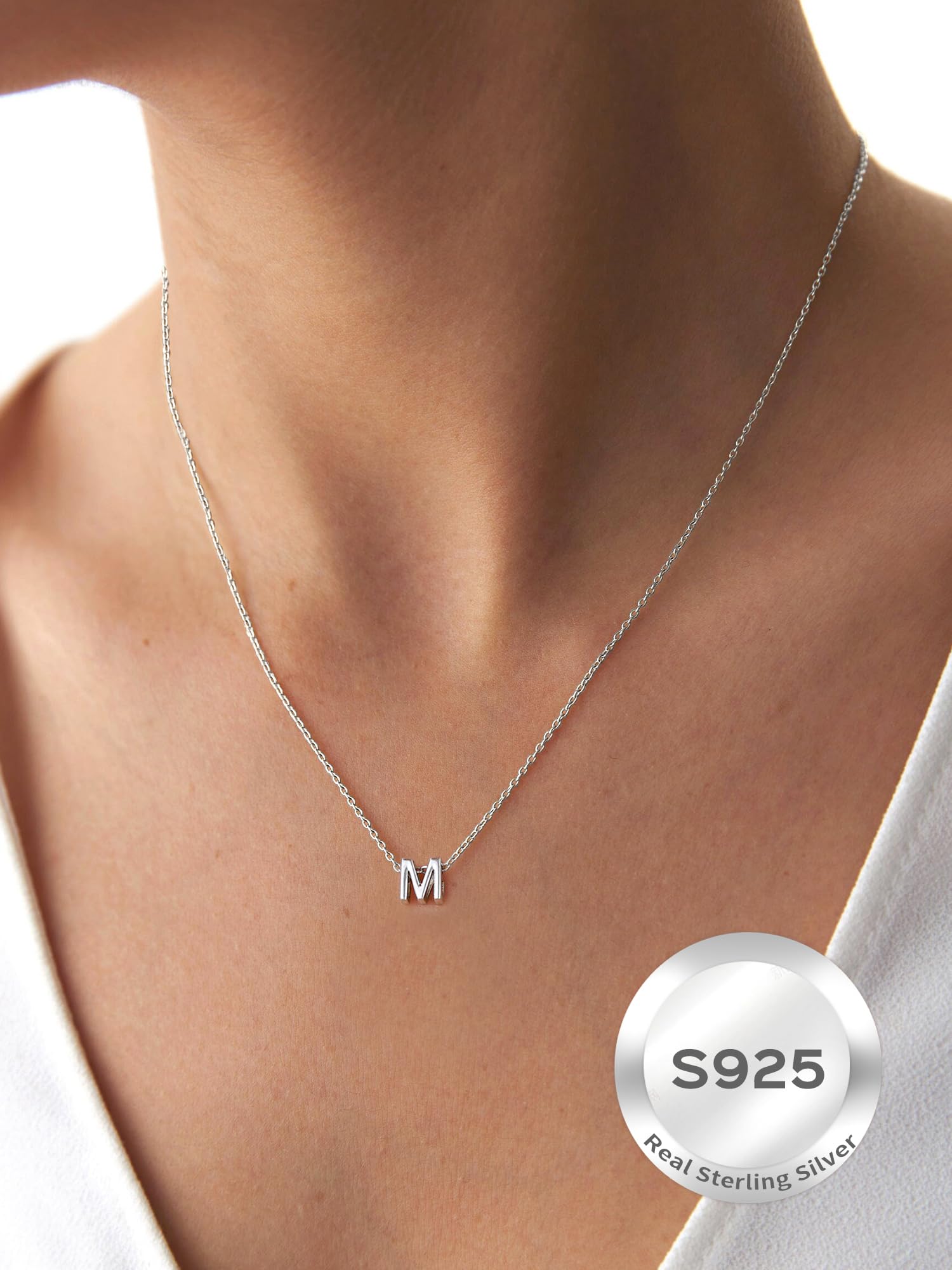 ChicSilver 925 Sterling Silver Initial Necklace for Women - Personalized Dainty Letter Pendant Jewelry - Elegant Gift with Gift Box - Perfect for Birthdays, Anniversaries & Everyday Wear