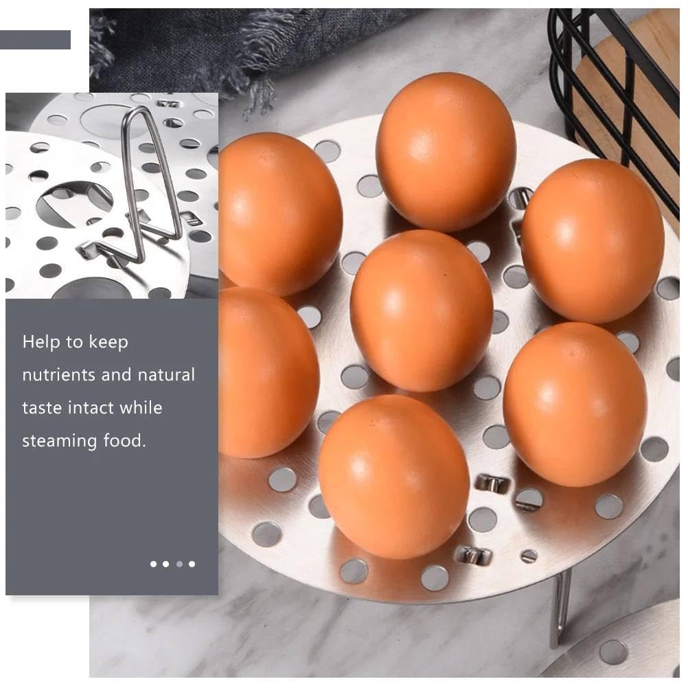 Stainless Steel Egg Steamer Rack - Heatproof Stackable 7-Hole Stand for Eggs, Kitchen Trivet Insert - Perfect for Pots, Pressure Cookers & Steam Boiling (Pack of 1) | Ideal for Meal Prep, Breakfast & Healthy Cooking