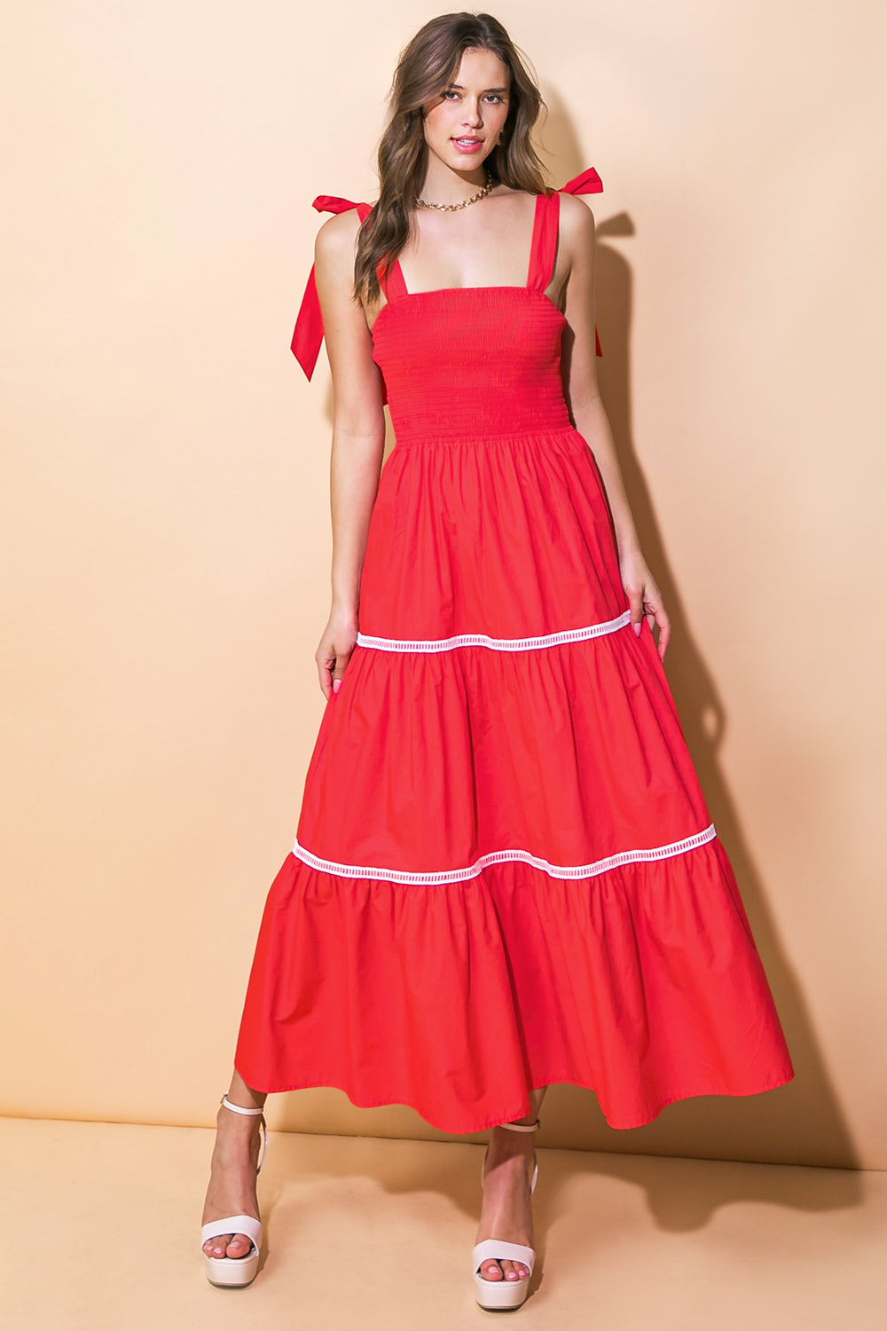 Elegant Lace Trim Poplin Midi Dress for Women - Perfect for Summer, Weddings & Special Occasions