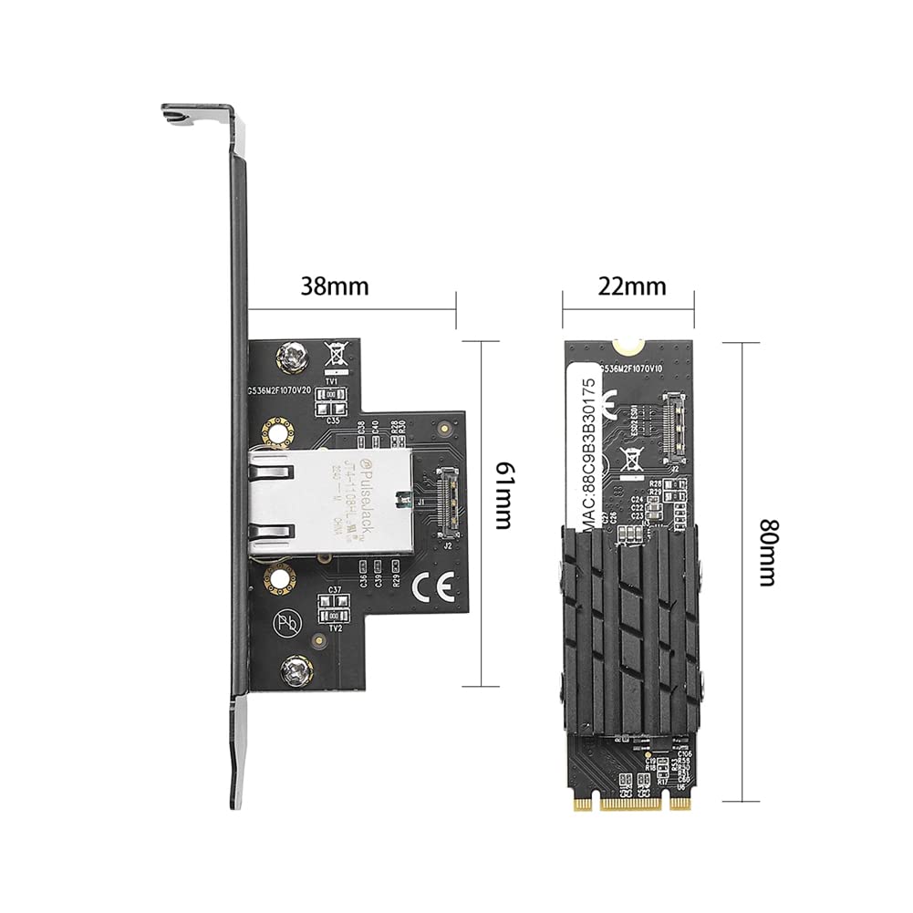 10Gbps Ethernet Network Card - LAUGHERER 1-Port RJ45 PCIe Adapter with AQC107 Chip, Compatible with M.2 B Key & M Key (10G/2.5G/1G) for High-Speed LAN Connectivity - Ideal for Gaming, Server Upgrades & 4K Streaming