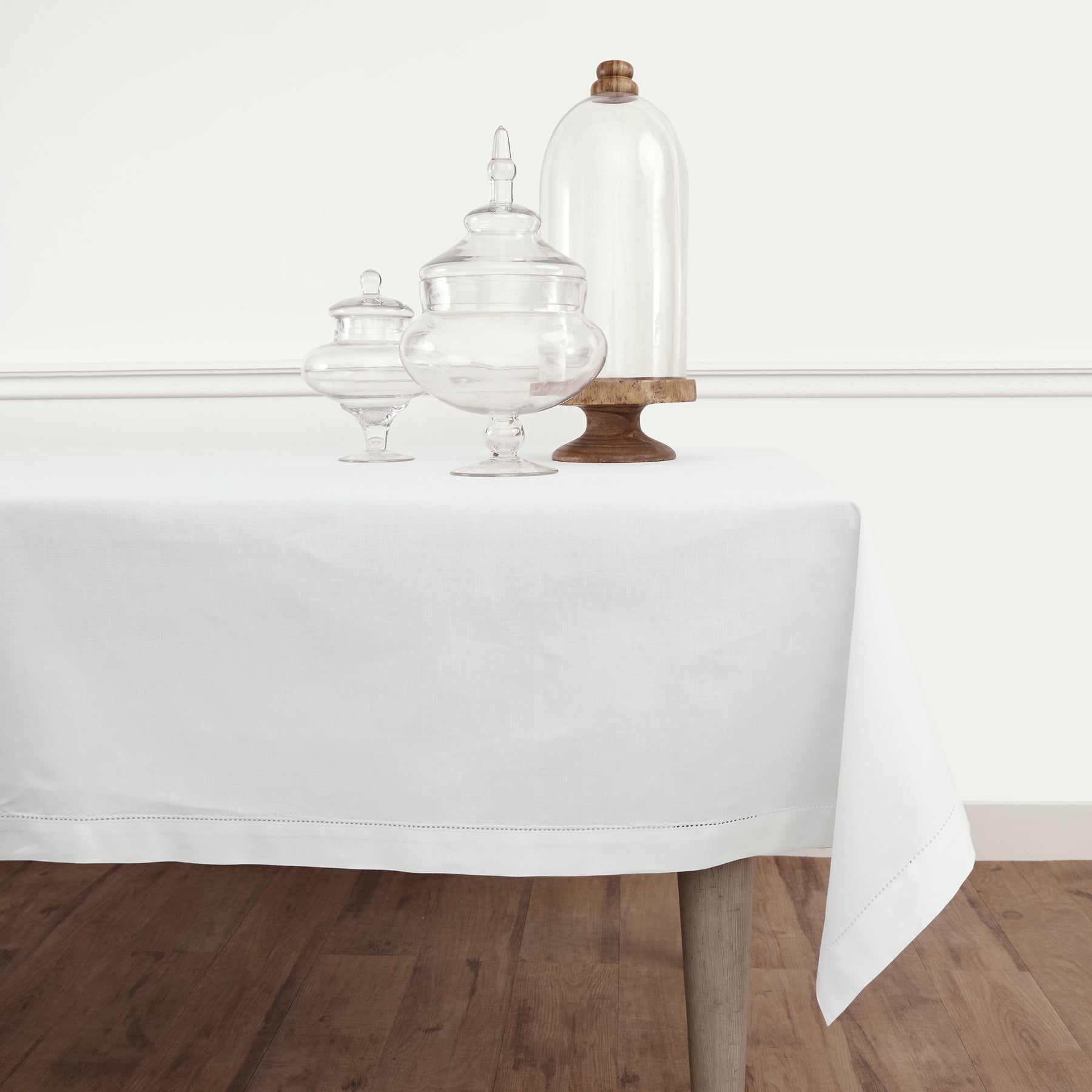 Premium Cotton Linen Hemstitch Tablecloth - Elegant Dining Table Cover for Home Decor, Parties & Special Occasions