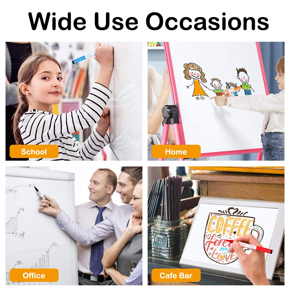 Shuttle Art Magnetic Whiteboard Markers Set of 20 - Fine Tip Dry Erase Markers with Eraser for Whiteboard, Glass & Planner - Perfect for School, Office & Home Use - Ideal for Teaching, Presentations & Organization