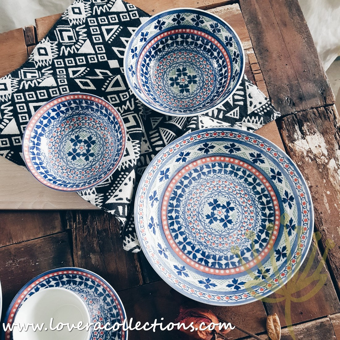 Awasaka Japan Blue Four Leaves Tea & Dinnerware Set - Premium Japanese Ceramic Tableware for Tea & Dining - Perfect for Home, Restaurants & Gifts