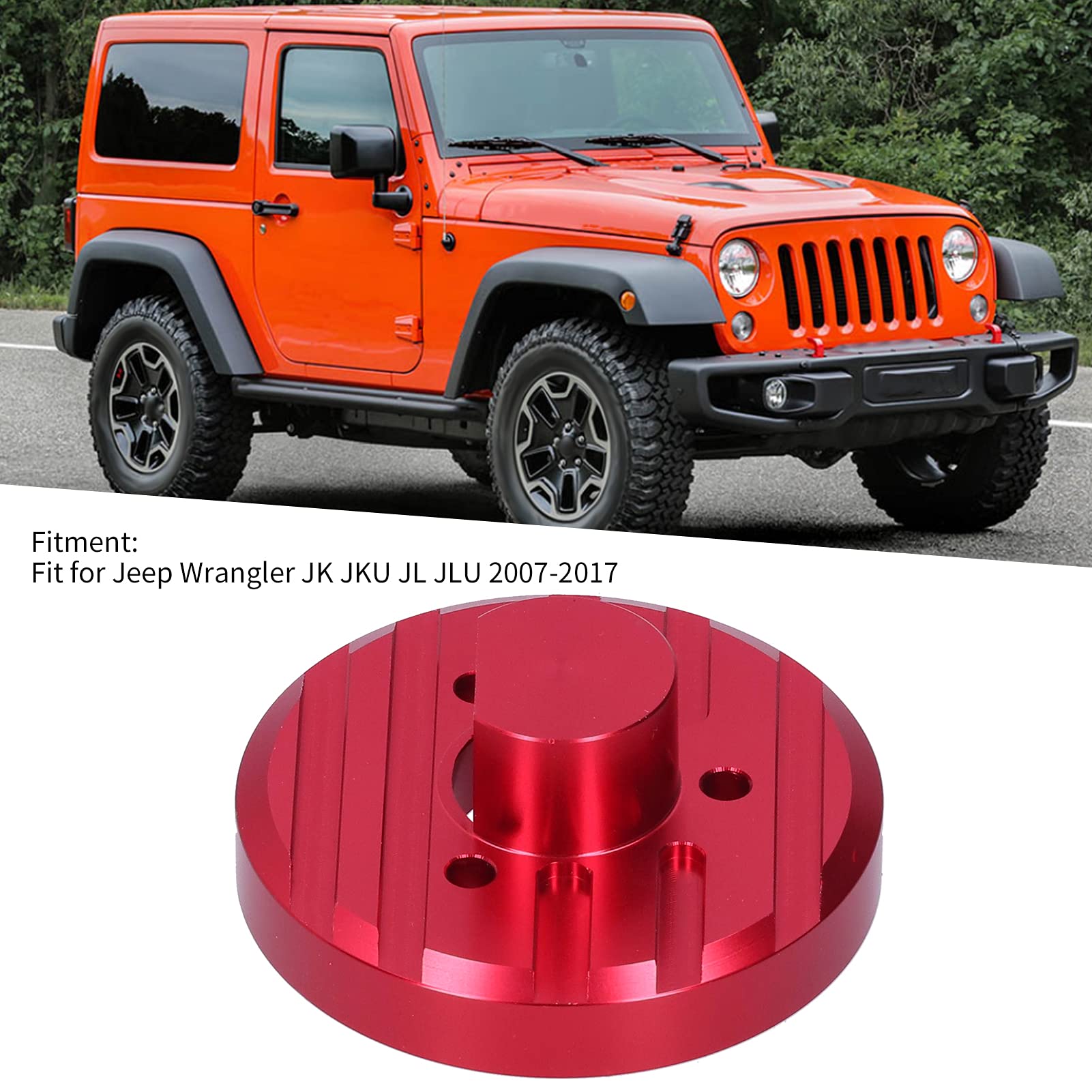 Aluminum Alloy Car Radio Antenna Base Cover - Compatible with Jeep JKU JL JLU Models 27-217 - Durable Red Antenna Trim for Enhanced Vehicle Aesthetics & Protection (Perfect for Off-Roading & Daily Commuting)