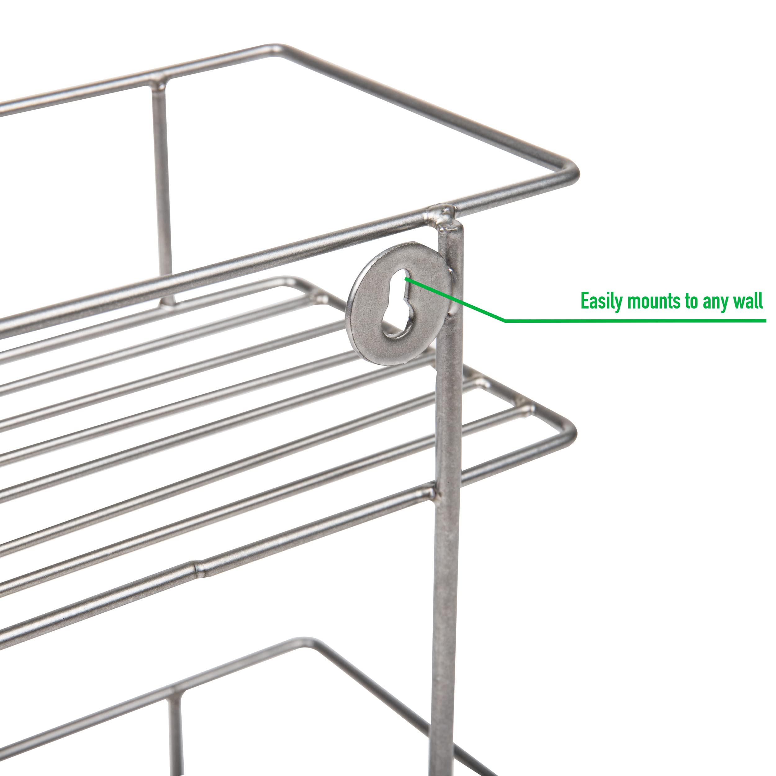 Mind Reader Alloy Collection 2-Shelf Wall Mount Organizer - Silver Metal Storage Shelf for Bathroom, Kitchen, Office & Garage Organization