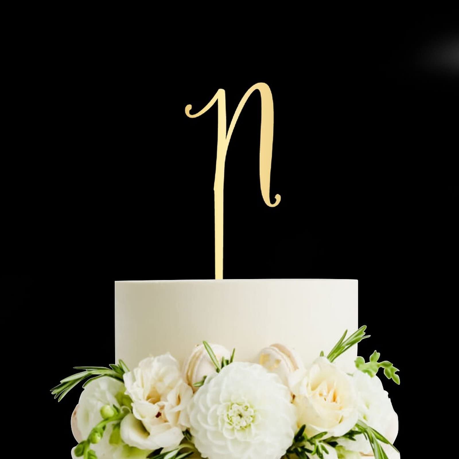 Gold Glitter Letter N Cake Topper - Personalized Acrylic Wedding & Birthday Cake Decoration - Rustic Party Supplies for Weddings, Birthdays, Baby Showers & Special Events