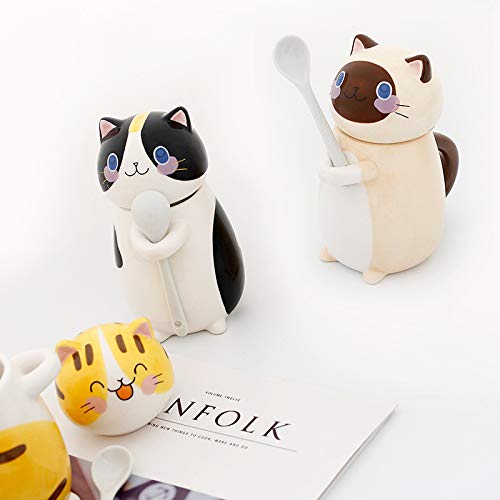 Floette Cute Cat Ceramic Coffee Mug - 12oz Novelty Cat Lover Gift for Home, Office & Tea Time - Perfect for Cat Owners & Coffee Enthusiasts (A08)