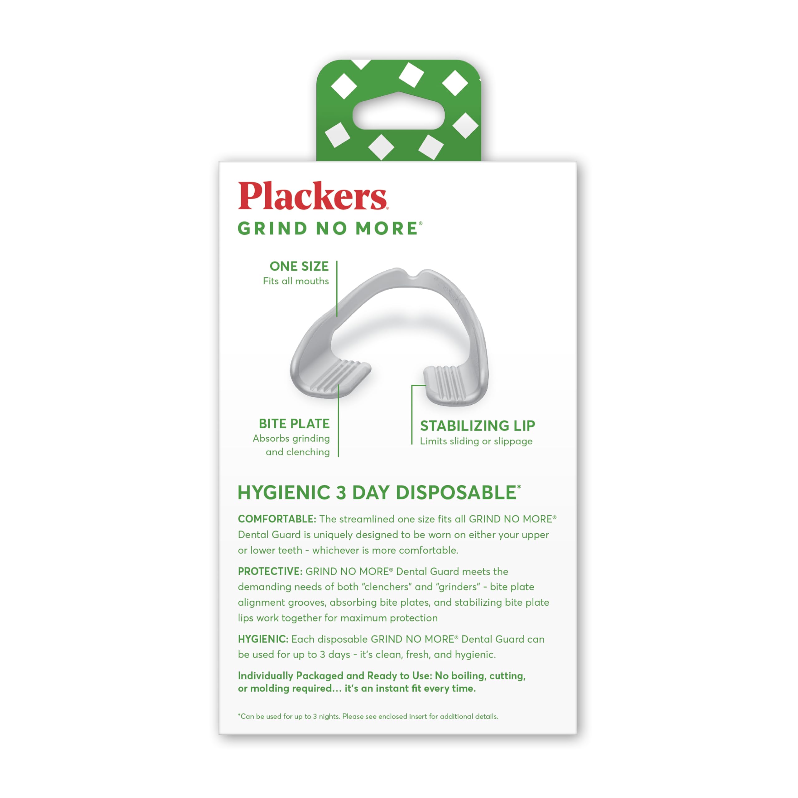 Plackers Grind No More Night Guard - BPA Free Disposable Teeth Protector for Nighttime Teeth Grinding, Ready-to-Wear & One Size Fits All (16 Count) - Perfect for Bruxism Relief & Better Sleep