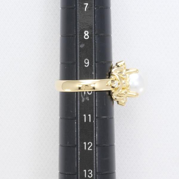 18K Yellow Gold Akoya Pearl Diamond Ring for Women - Elegant Pearl Jewelry Gift for Anniversary, Wedding, Engagement - Perfect for Special Occasions & Evening Events