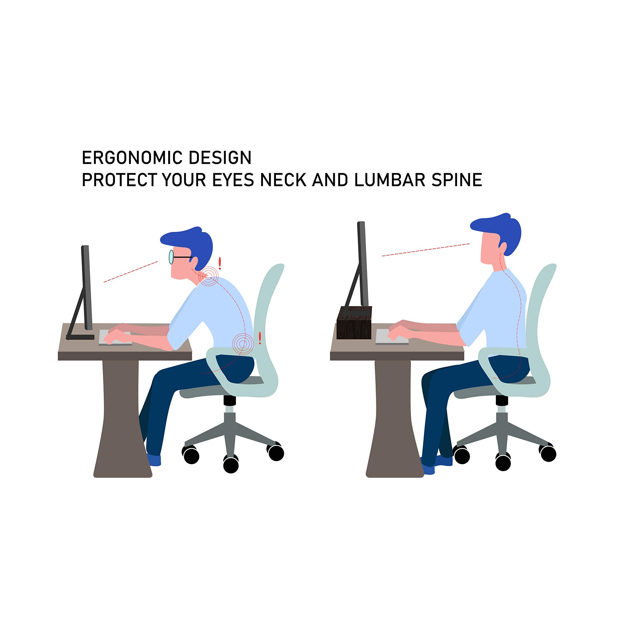 SAMDI Wooden Computer Monitor Stand with Storage - Oak Wood Black, Ergonomic Laptop Stand for MacBook, Notebook & Desktop Accessories - Perfect for Home Office, Gaming Setup & Workspace Organization