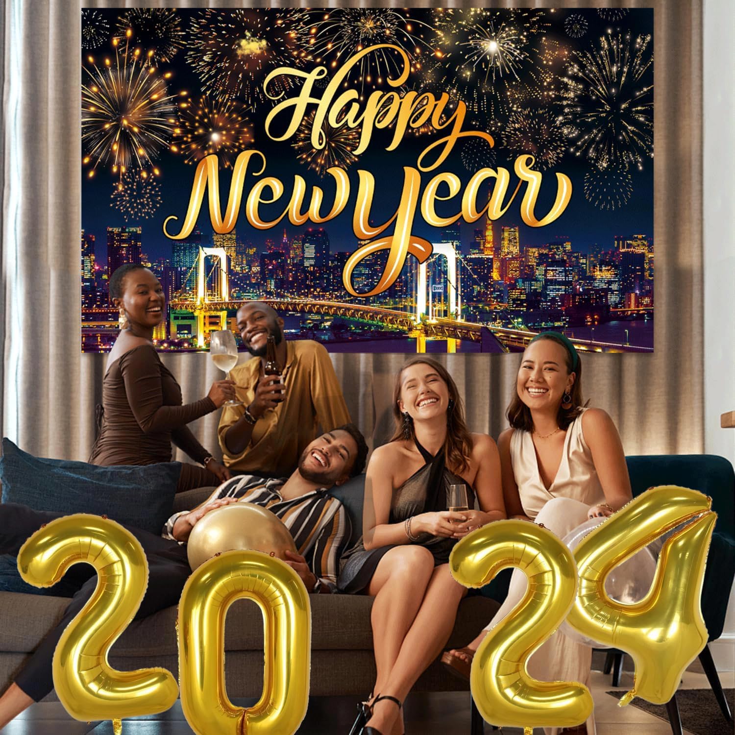 2024 Graduation Balloons - 40 Inch Gold Foil Mylar Helium Number Balloons for Class of 2024 | Graduation Party Decorations, New Year Celebration, Birthday Decor