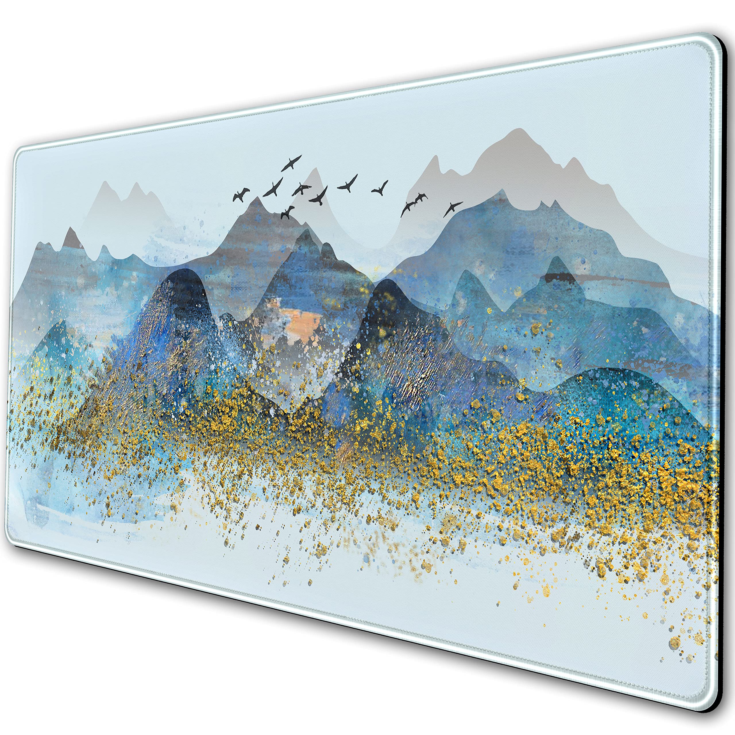 Extra Large Gaming Mouse Pad - 31.5x15.75 Inch Non-Slip Desk Mat with Stitched Edges | XXL Mouse Pad & Keyboard Mat for PC, Laptop, Work & Home Office | Durable Desk Protector & Stylish Blue Mountain Design for Gamers & Professionals