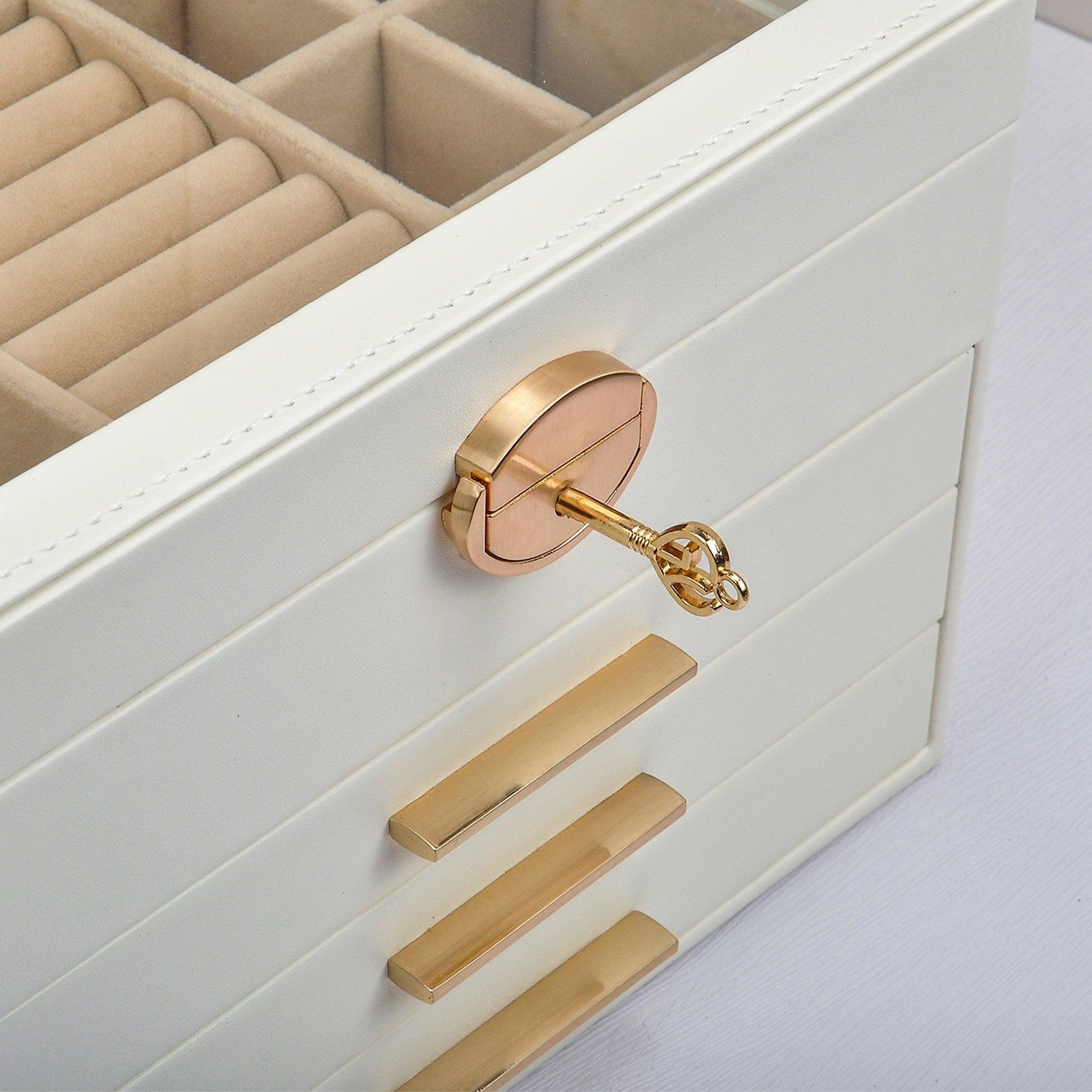 Elegant Jewelry Box Organizer for Women - 4 Layer Jewelry Storage with 3 Drawers | Perfect for Necklace, Ring & Earring Organization at Home, Travel or Gift Giving